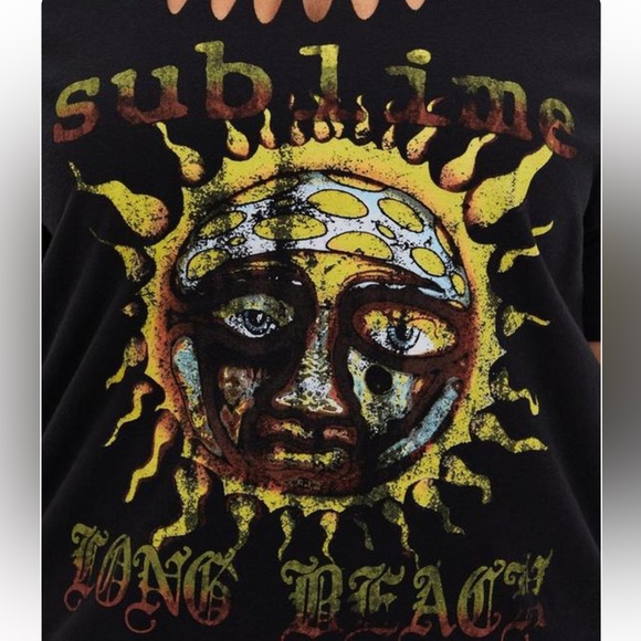 Torrid Sublime Long Beach Sun Black Slashed Tee - Picture 2 of 11